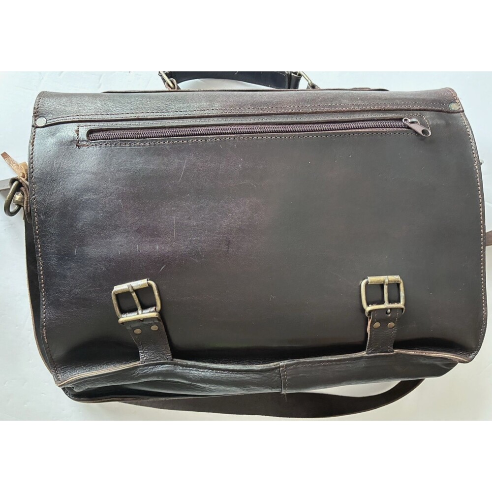 VTG Grafea England Dark Leather Laptop Messenger Poet Satchel Shoulder Bag - Picture 5 of 16
